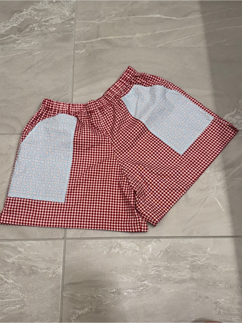 Red Gingham Handmade Elastic Waist Shorts Grandmacore Cottagecore